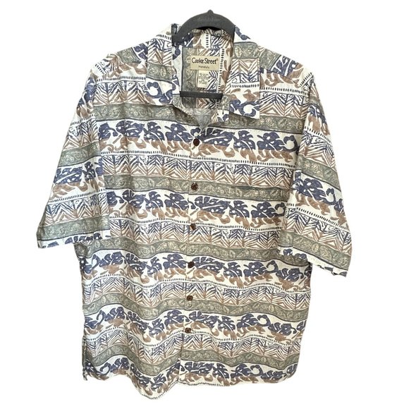 Cooke Street Honolulu Y2K men’s size 2XL green print button front shirt - Picture 1 of 8